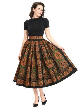 Vintage 1950s Davis & Catterall Cotton Circle Skirt 26 Waist 102 Sweep